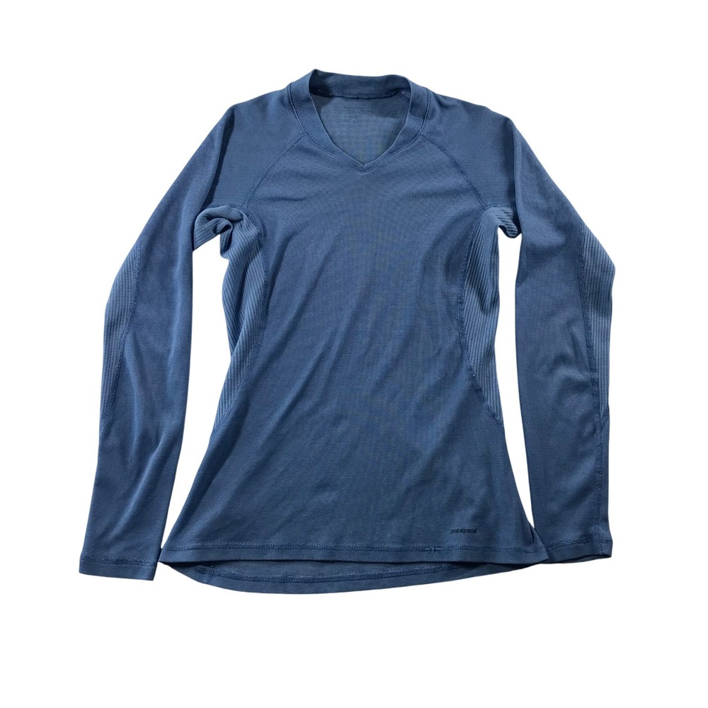 Patagonia Womens Blue Capilene 1 Silkweight V-Neck Base Layer Top 44831F7 XS